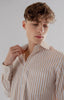 Men's Formal Bengle Multicolored Check-Shirt, Beige White Grey