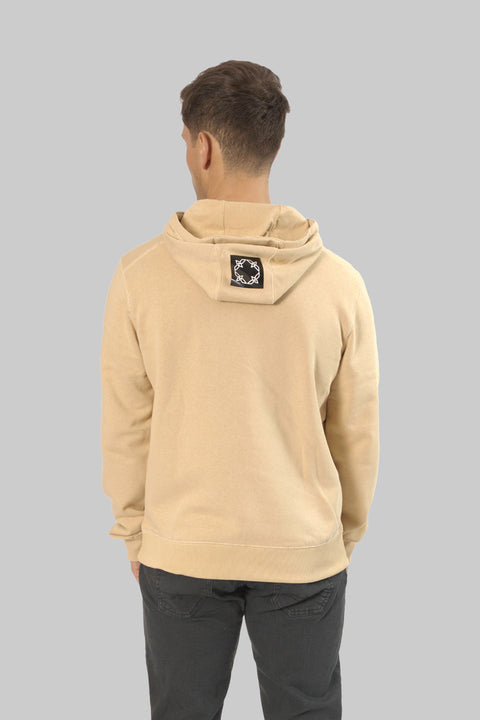 Men's Logo Front Pull-Over Hoodie Top, Almond