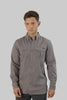 Relaxed Fit Men's Long-Sleeved Shirt With Two Patch pockets in Steel Grey