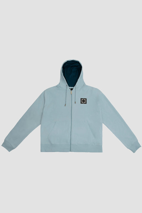 Light Blue Zipped Hoodie for Mens
