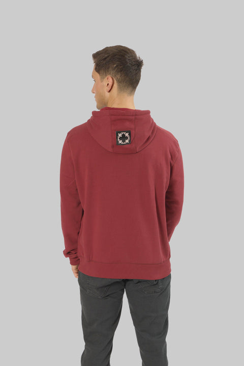 Men's Logo Front Pull-Over Hoodie Top, Burgundy