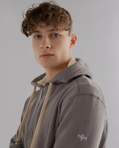 Grey Zip Through Hoodie for Mens
