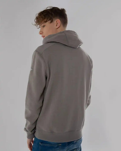 Grey Zip-Up Hoodie Embroidered Logo 