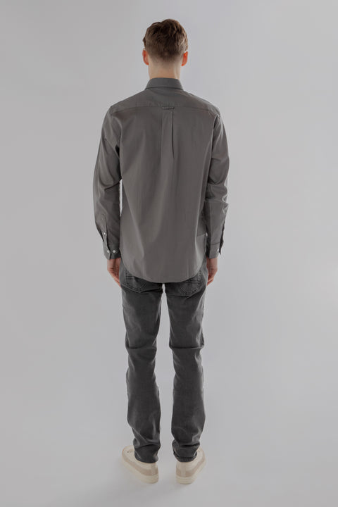 Long-Sleeved Shirt With Two Patch pockets Semi Formal Wear in Steel Grey Colour