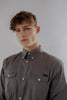 Long-Sleeved Shirt With Two Patch pockets Semi Formal Wear in Steel Grey Colour