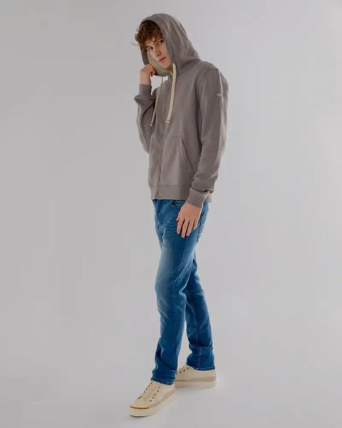 Casual Mens Hoodie Grey Zip-up