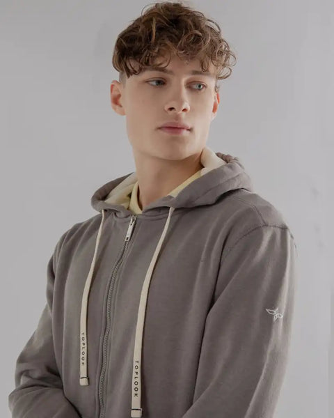 Grey Hoodie for Men Embroidered Logo