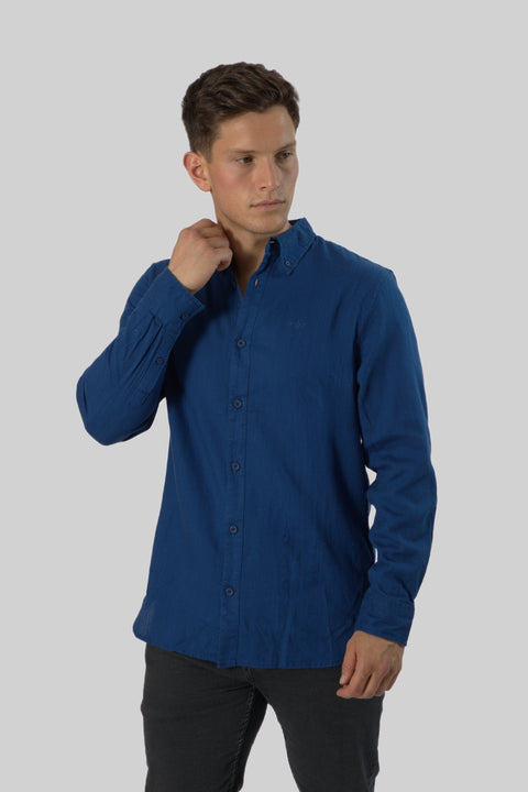 Men's Casual Wear Shirt With Floral Contrast Detail in Navy