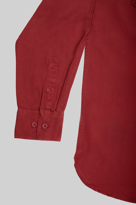 Causal Wear Long-Sleeved Shirt With Two Patch pockets in Ruby Wine