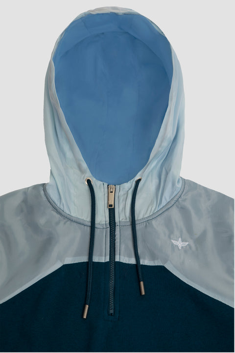 Contrast Quarter-Zip Hoodie in navy - Toplook London