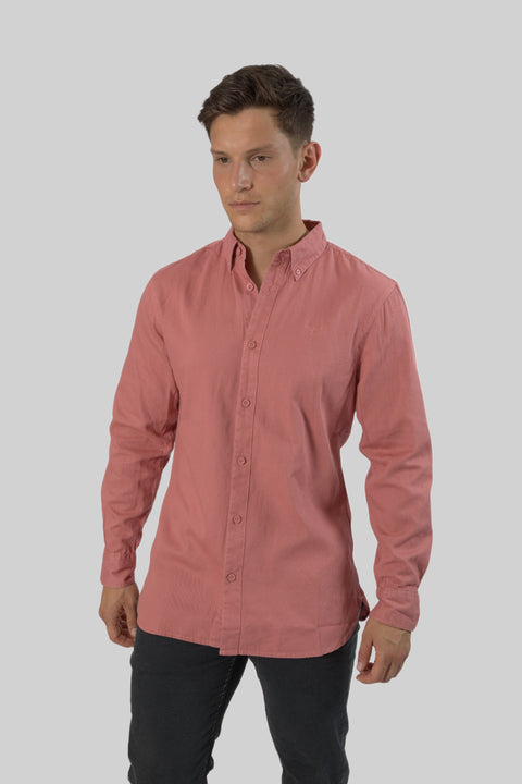 Men's Casual Wear Shirt With Floral Contrast Detail in Ruby Wine