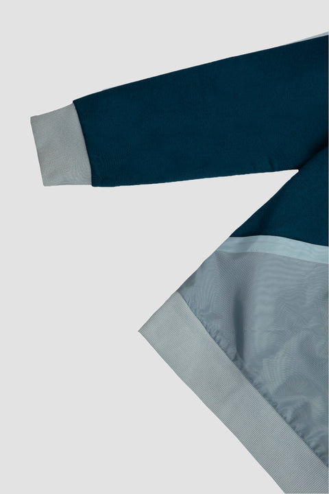 Contrast Quarter-Zip Hoodie in navy - Toplook London
