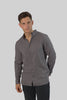 Men's Relaxed Fit Shirt With Floral Contrast Detail in Volcanic Glass