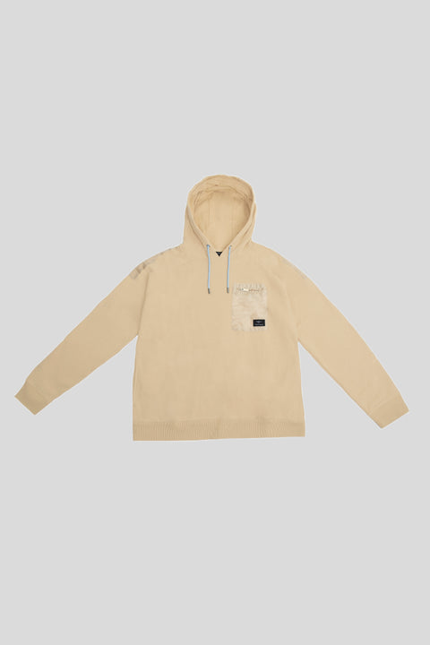 Pull-Over Hoodie with Contrast Drawcords in almond - Toplook London
