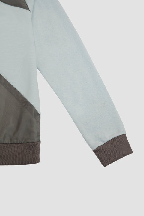 Contrast Quarter-Zip Hoodie in baby blue - Toplook London