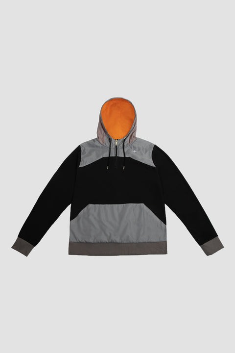 Contrast Quarter-Zip Hoodie in black - Toplook London