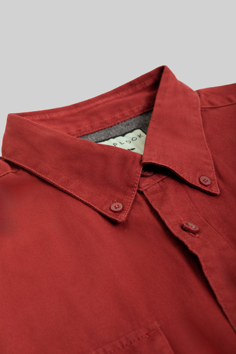 Causal Wear Long-Sleeved Shirt With Two Patch pockets in Savvy Red