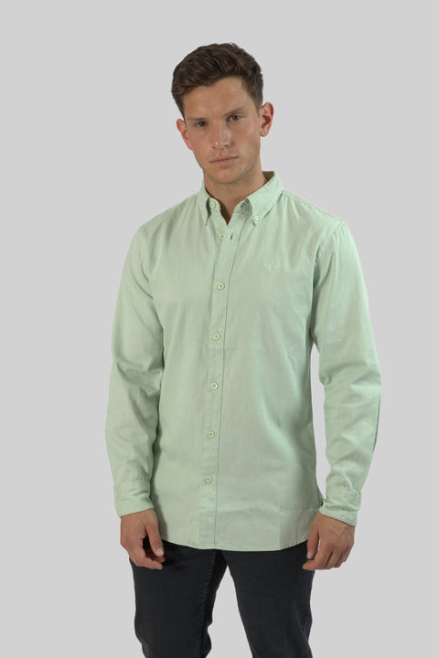 Men's Casual Wear Shirt With Floral Contrast Detail in Sea Foam