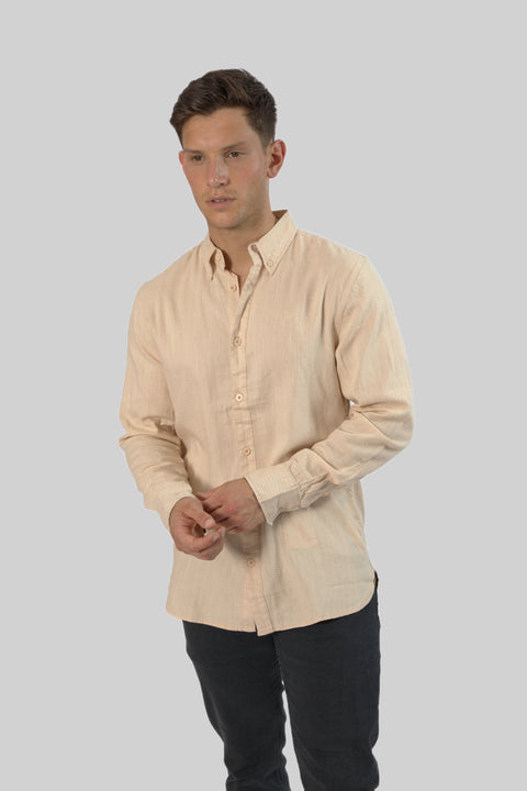 Men's Casual Wear Shirt With Floral Contrast Detail in Ivory Cream
