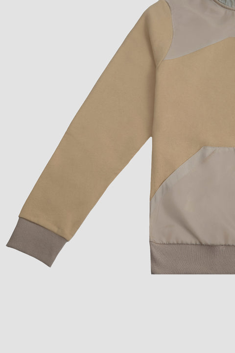 Contrast Quarter-Zip Hoodie in almond - Toplook London