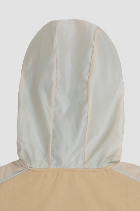 Contrast Quarter-Zip Hoodie in almond - Toplook London