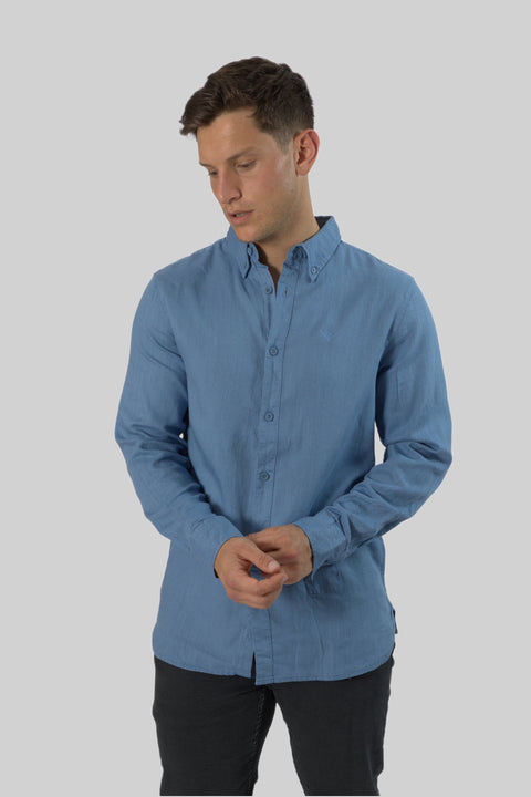 Men's Casual Wear Shirt With Floral Contrast Detail in Quiet Harbour