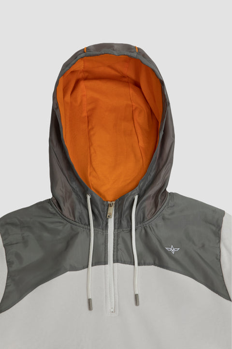 Contrast Quarter-Zip Hoodie in grey - Toplook London