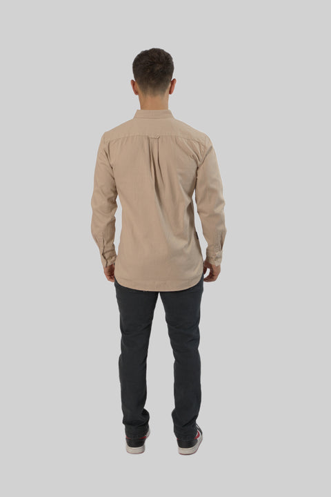 Men's Casual Wear Shirt With Floral Contrast Detail in Humus