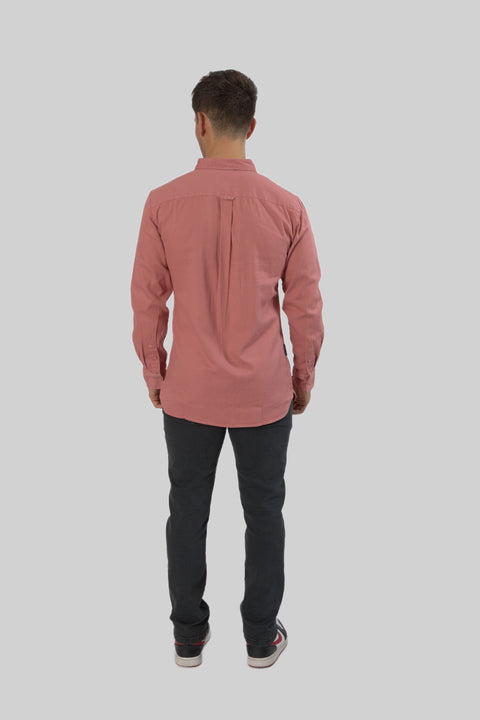 Men's Casual Wear Shirt With Floral Contrast Detail in Ruby Wine