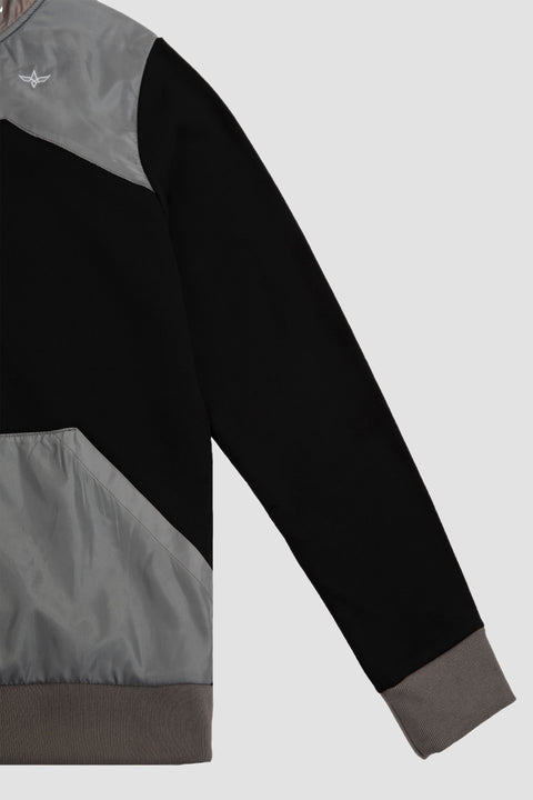 Contrast Quarter-Zip Hoodie in black - Toplook London