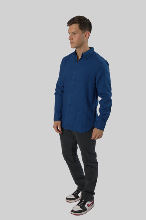 Men's Casual Wear Shirt With Floral Contrast Detail in Navy
