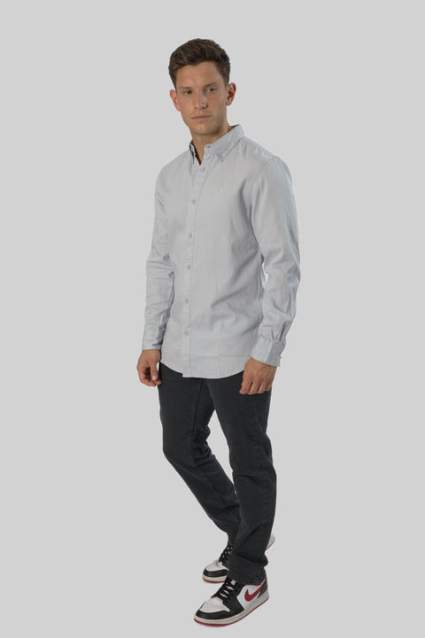 Men's Casual Wear Shirt With Floral Contrast Detail in Pearl Blue