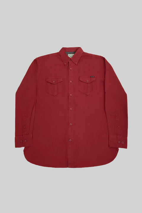 Causal Wear Long-Sleeved Shirt With Two Patch pockets in Ruby Wine