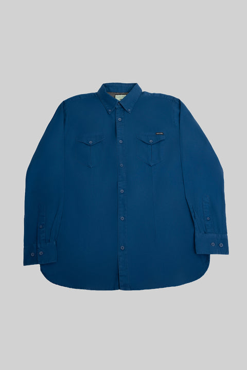 Causal Wear Long-Sleeved Shirt With Two Patch pockets in Navy