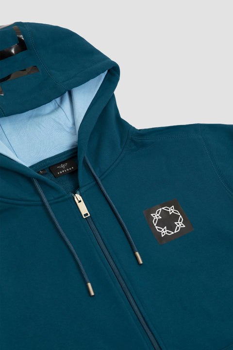 Logo Full-Zip Hoodie in Teal - Toplook London