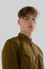 Causal Wear Long-Sleeved Shirt With Two Patch pockets in Olive