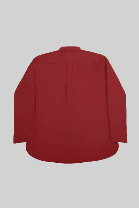 Causal Wear Long-Sleeved Shirt With Two Patch pockets in Ruby Wine