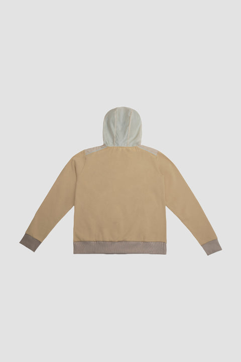 Contrast Quarter-Zip Hoodie in almond - Toplook London