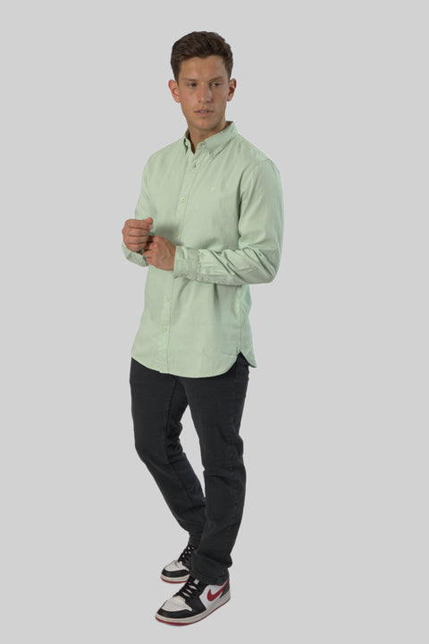 Men's Casual Wear Shirt With Floral Contrast Detail in Sea Foam