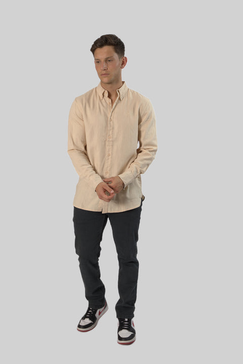 Men's Casual Wear Shirt With Floral Contrast Detail in Ivory Cream