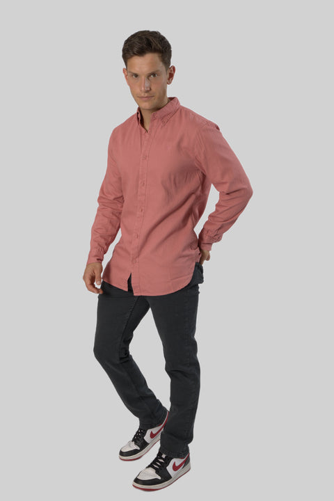 Men's Casual Wear Shirt With Floral Contrast Detail in Ruby Wine