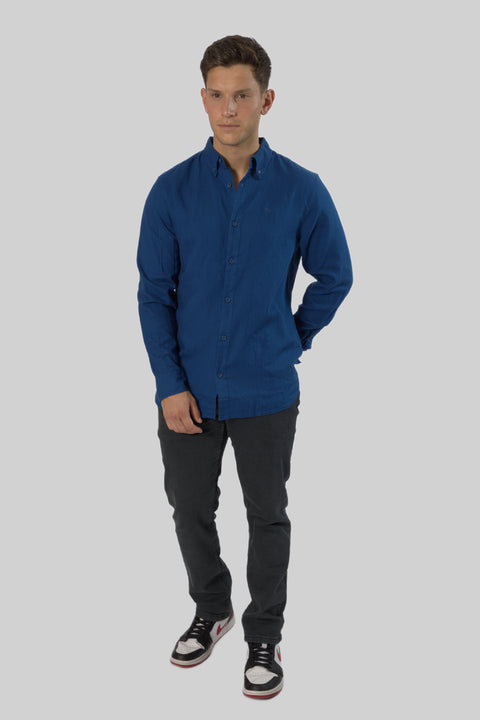 Men's Casual Wear Shirt With Floral Contrast Detail in Navy