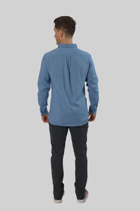 Men's Casual Wear Shirt With Floral Contrast Detail in Quiet Harbour