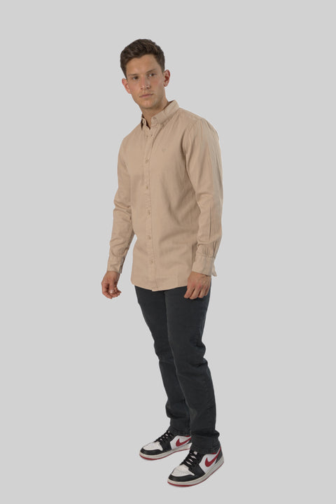 Men's Casual Wear Shirt With Floral Contrast Detail in Humus