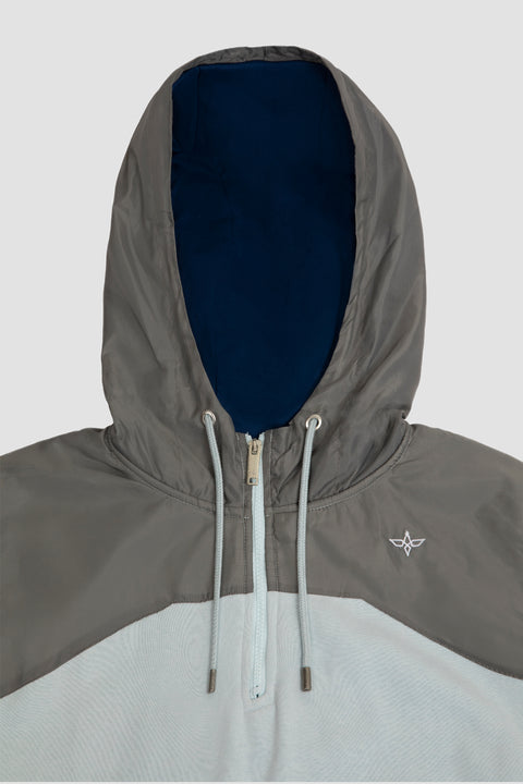 Contrast Quarter-Zip Hoodie in baby blue - Toplook London