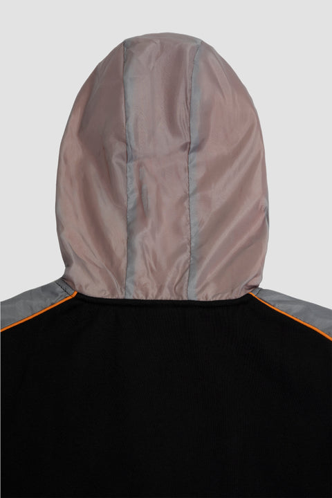 Contrast Quarter-Zip Hoodie in black - Toplook London