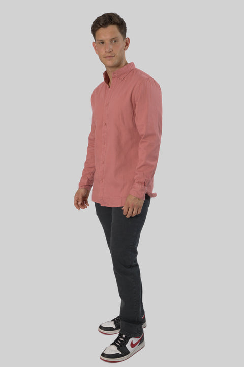 Men's Casual Wear Shirt With Floral Contrast Detail in Ruby Wine