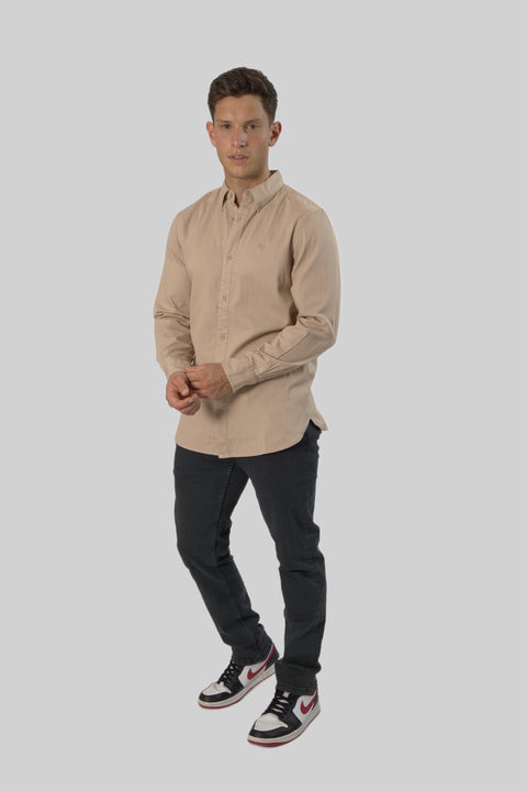 Men's Casual Wear Shirt With Floral Contrast Detail in Humus