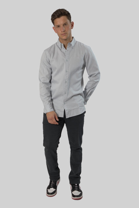 Men's Casual Wear Shirt With Floral Contrast Detail in Pearl Blue