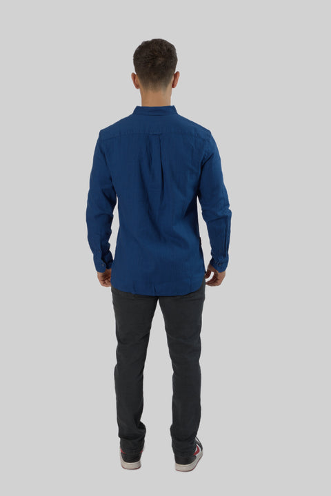 Men's Casual Wear Shirt With Floral Contrast Detail in Navy